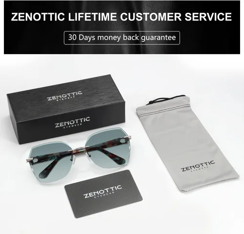 Miniatura 30 de ZENOTTIC Lentes de sol sin montura de gran tamaño para mujer, diseño geométrico de corte de diamante, lentes degradados, protección UV, tonos de moda