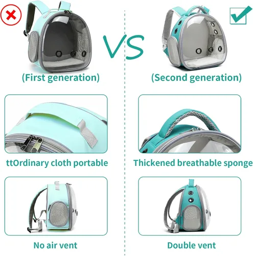 Miniatura 4 de Mochila portátil de viaje para mascotas, bolsa para hámster, conejillo de indias, pájaro, perro, gato, tortuga, transportador, jaula de conejo, Verde