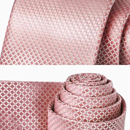 Miniatura 254 de HISDERN Conjunto de corbata a cuadros a cuadros pañuelo tejido clásico formal para hombre corbata y bolsillo cuadrado