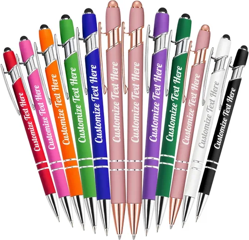 Hasta 500 bolígrafos personalizados a granel con logotipo de mensaje de nombre comercial, bolígrafos grabados personalizados con lápiz óptico para