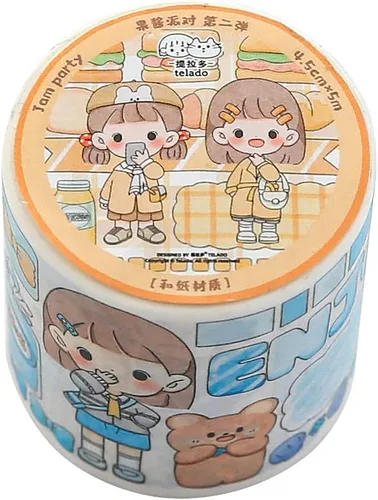 Juego de cintas kawaii washi, lindas calcomanías decorativas japonesas para diario, álbumes de recortes, manualidades para niños, suministros