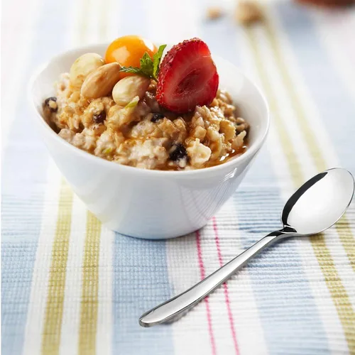 Miniatura 5 de Kekow Cucharas de postre de acero inoxidable de 12 piezas Mango ergonómico suave, acero inoxidable de grado alimenticio, uso para té, café