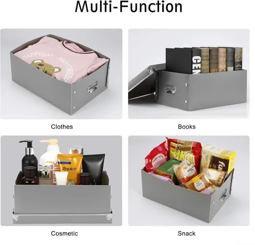 Miniatura 2 de SEEKIND Caja de almacenamiento, contenedores de almacenamiento decorativos con tapa, juego 3 en 1, plástico, con asas, cierre a presión, a prueba