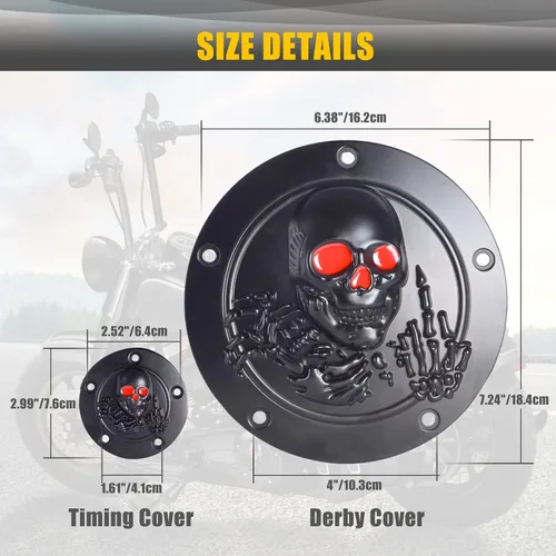 Miniatura 2 de Cubiertas Derby de Calavera 3D de 5 Agujeros para Harley, Cubierta de Motor Derby Timer de Motocicleta para Harley 1999-2014 Big Twin Cam EVO