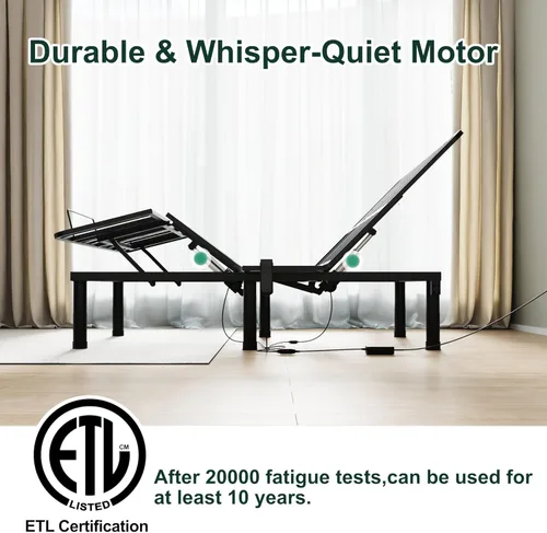 Miniatura 5 de SunsGrove Base de cama ajustable Queen, control remoto con cable, inclinación independiente de cabeza y pie, base de marco de cama eléctrica, patas