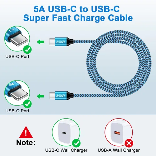 Miniatura 2 de Cable de carga rápida tipo C para iPhone 17, 240 W, USB C a USB C, cable de carga para iPhone 17 Pro Max 17 Pro Air 17, cable de alimentación