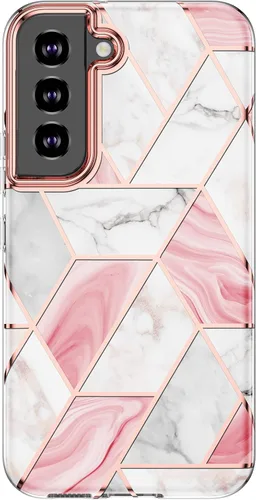 Miniatura 6 de Asuwish Funda de teléfono para Samsung Galaxy S22 5G, híbrida, de lujo, lindo mármol, a prueba de golpes, cuerpo completo, duro, resistente, Rosado