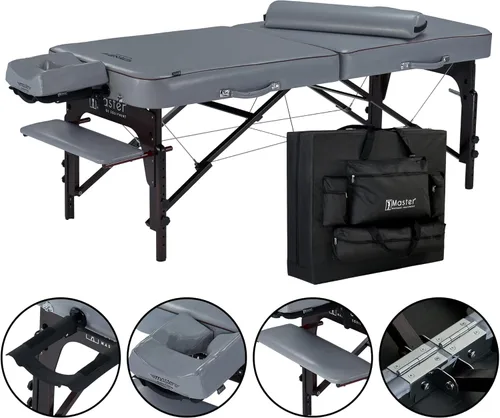 Miniatura 2 de Master Massage Montour Lx - Mesa de masaje portátil de 30 pulgadas con espuma viscoelástica de 3 pulgadas, color gris paloma, mesa de masaje