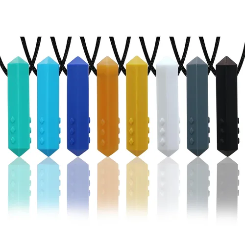Miniatura 9 de Collares Masticables para Niños Sensoriales, Paquete de 8 Collares Masticables Sensoriales para Niños con Autismo, TDAH, TEP, Mordidas, Collar