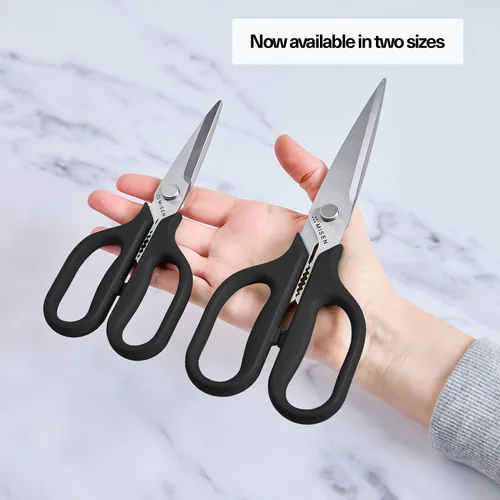Miniatura 7 de Misen Tijeras de cocina resistentes, cómodas tijeras ambidiestras para carne, aves, hierbas y más, fáciles de limpiar, acero inoxidable alemán, Rojo