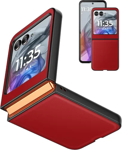 Miniatura 9 de Funda delgada para Motorola Razr 2023, [piel + parte trasera de policarbonato duro] [soporte de carga inalámbrica] Funda protectora ultrafina a
