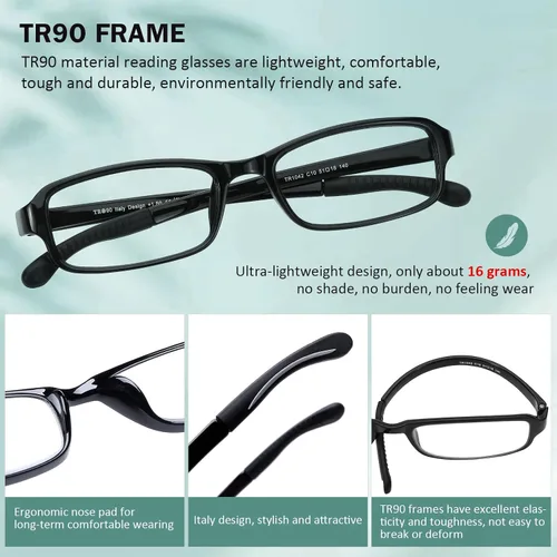 Miniatura 3 de DOOViC 2 Pack Reading Glasses for Women Men TR90 Flexible Lightweight Blue Light Blocking Computer Readers
