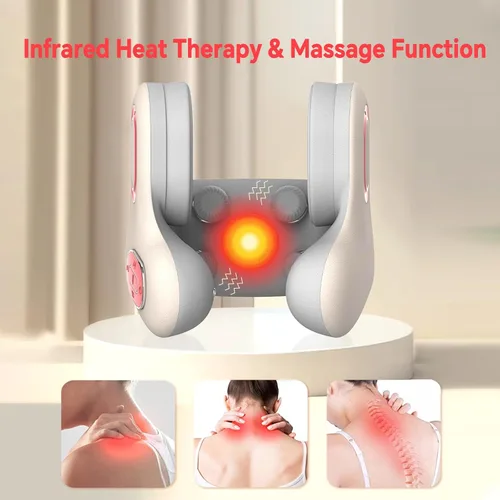 Miniatura 3 de Almohada de cuello de viaje 3 en 1 de espuma viscoelástica Vibración calentada Masaje Bluetooth Cancelación de ruido Soporte de cuello con altavoz