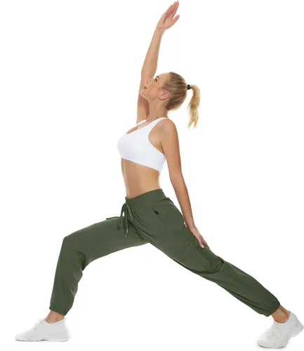 Miniatura 4 de MOUEEY Pantalones deportivos tipo cargo para mujer ligeros de secado rápido resistentes al agua pantalones casuales con bolsillos con cremallera