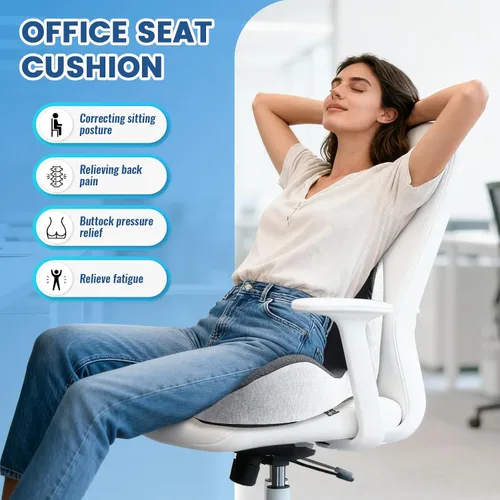 Miniatura 4 de Cojín de asiento – Cojín de espuma viscoelástica para silla de oficina, almohada de apoyo lumbar de una pieza, para alivio de la presión de la doble
