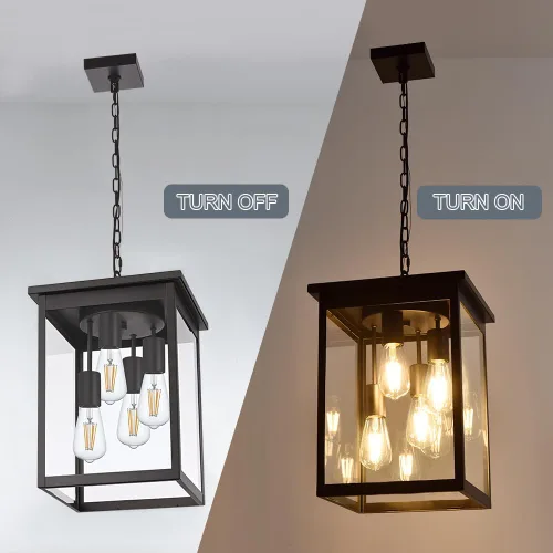 Miniatura 33 de TODOLUZ Lámpara Colgante de Exterior de 3 Luces Negra, Linterna Colgante Exterior Ajustable Luz de Porche