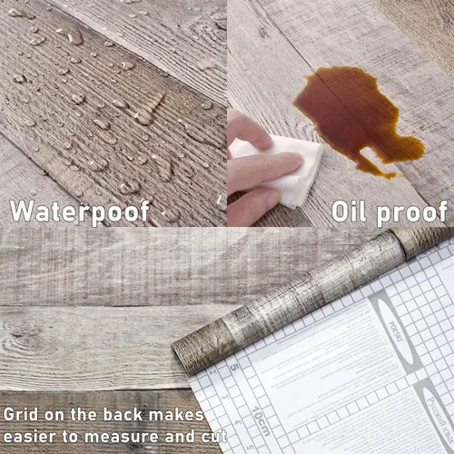 Miniatura 2 de Papel tapiz de madera para despegar y pegar, extraíble, tablón de madera envejecida, autoadhesivo, papel de pared reciclado sintético, papel