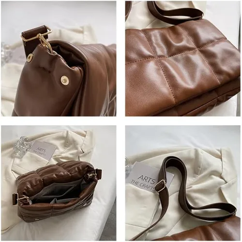Miniatura 6 de Bolsos cruzados acolchados de moda para mujer, correa de cadena ajustable, con relleno de casete, bolsa de hombro hinchada