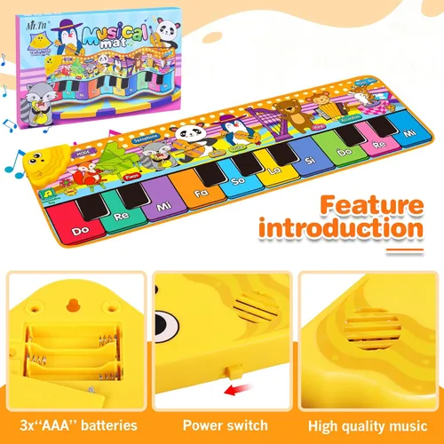Miniatura 3 de Alfombrillas de Piano Musical para Niños con 25 Sonidos Musicales, Juguetes Musicales Alfombra de Teclado de Piano para Bebés Manta de Animales
