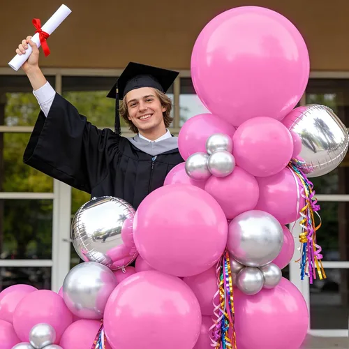 Miniatura 6 de 32 globos grandes de color rosa de 18 pulgadas, globos redondos de látex grandes para decoración de cumpleaños y bodas (rosa)