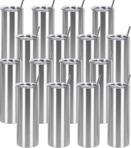 Miniatura 20 de Paquete de 4 vasos delgados de 20 onzas, juego de vasos delgados de acero inoxidable en caja de regalo individual, 20 onzas de capacidad, vaso