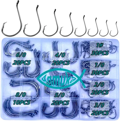 Circle Hooks Fishing Hooks 2X Strong 170PCS/Box|220PCS/Box Octopus Catfish Fish Bulk Fishing Hooks Set Saltwater Freshwater Gear Equipment#1 1/0 2/0