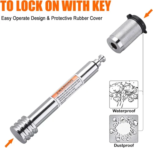 Miniatura 4 de CZC AUTO Cerradura de Enganche de Remolque 5/8" Diá., Pasador de Enganche con Cerradura 4" Súper Extra Largo Recubierto de Cromo con Llaves