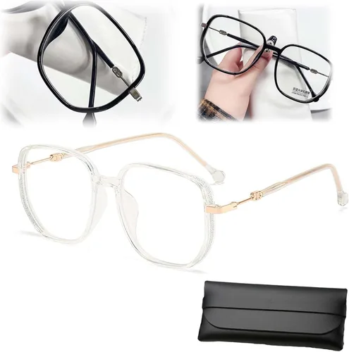 Miniatura 10 de Lentes de lectura portátiles a la moda para mujer, anti luz azul, cuadrados, con bloqueo de luz azul, portátiles ultraligeros (negro, 0)