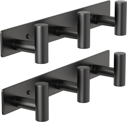 Miniatura 9 de PMMASTO Perchero montado en la pared, 3 ganchos de pared en forma de T para colgar, riel de ganchos para abrigos de acero inoxidable resistente