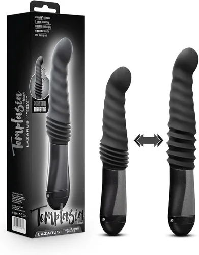 Blush Temptasia - Consolador de empuje curvado Lazarus de 11.25 pulgadas, polla vibradora de silicona para puntos G y P, vibrador UltraSilk con 3