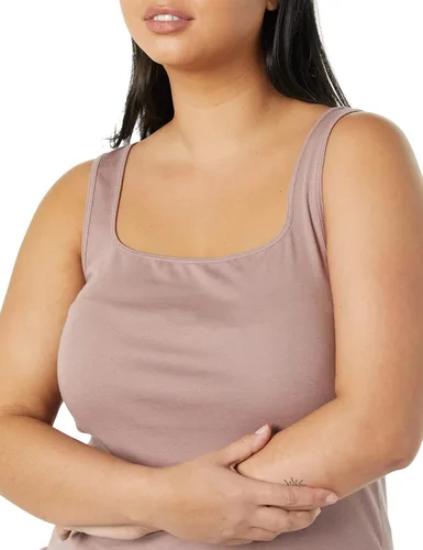 Miniatura 6 de Tienda Essentials Camiseta de tirantes de cuello cuadrado ajustada para mujer, paquete de 2