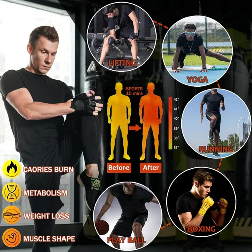 Miniatura 6 de Camisa de Sauna para Hombres de Manga Corta Traje de Sauna para Hombres Moldeador Corporal de Sudor Chaleco de Compresión Top de Ejercicio