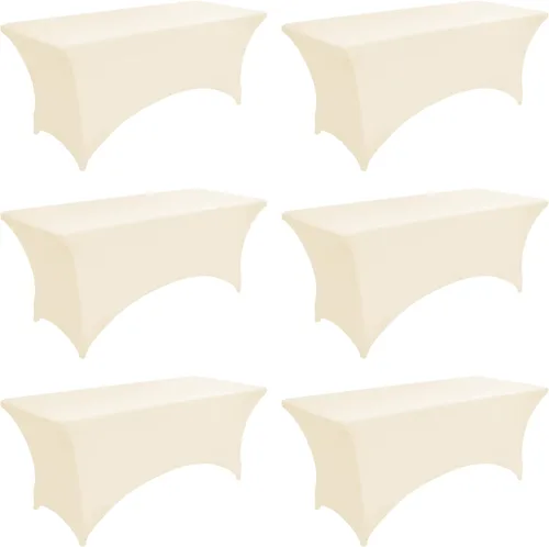 Miniatura 31 de Paquete de 2 Cubiertas de Mesa de Spandex de 4 pies para Mesas Plegables Rectangulares - Manteles Elásticos Ajustados Resistentes a las Arrugas