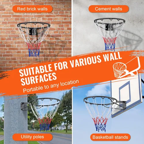 Miniatura 6 de VEVOR Basketball Hoop, 44 54 Inchs PC Backboard Wall Mounted, Basketball Portable Hoop & Goal, Indoor & Outdoor with Hand-Crank Adjustment, Classic