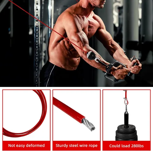 Miniatura 3 de Cables de repuesto para gimnasio en casa, cable de polea de fitness, cable de repuesto para máquina de pesas con bola de tapón Rojo Longitud