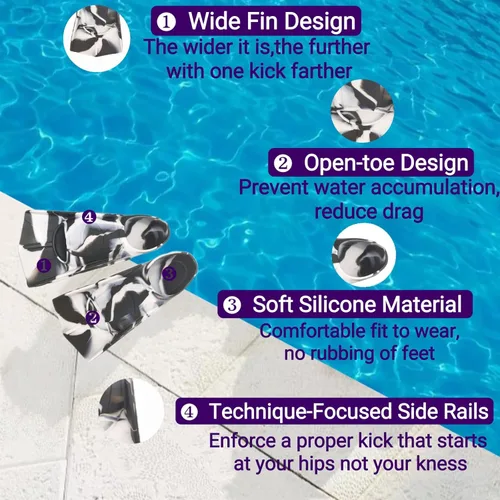 Miniatura 86 de Gugmoy Kids Swim Fins,Comfortable Silicone Flippers for Swimming and Diving,Size Suitable Beginners Kids Girls Boys Adults