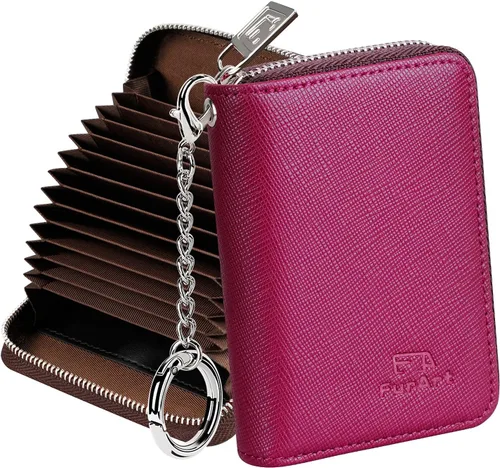 FurArt Cartera con Cremallera para Mujeres, Cartera con Bloqueo RFID para Tarjetas de Crédito, Portador de Tarjetas de Presentación, Cartera Llavero