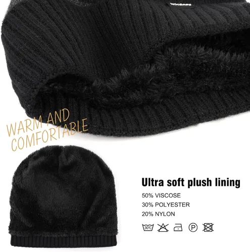 Miniatura 3 de Wmcaps Gorros de invierno para hombres y mujeres, gorro de invierno con forro polar cálido