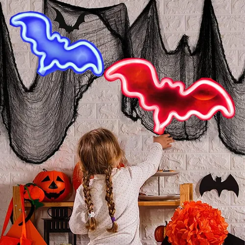 Miniatura 4 de Letreros de neón de murciélago para dormitorio, mesita de noche, decoración de pared, decoración de Halloween, luces LED de noche, adornos de mesa