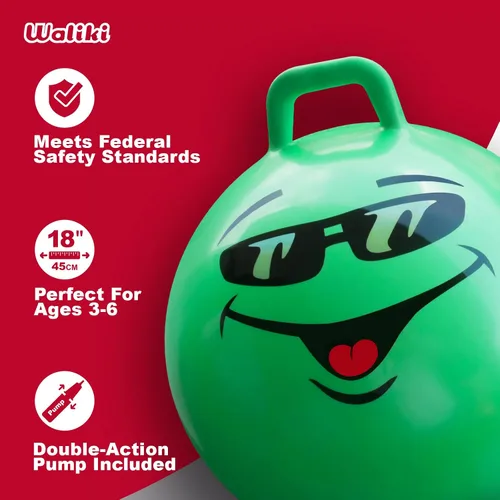 Miniatura 3 de WALIKI Bola de Saltar Juguetes para Niños y Niñas de 3, 4, 5 y 6 Años Bola de Salto Terapéutica Verde de 18" para Niños Juguetes al Aire Libre