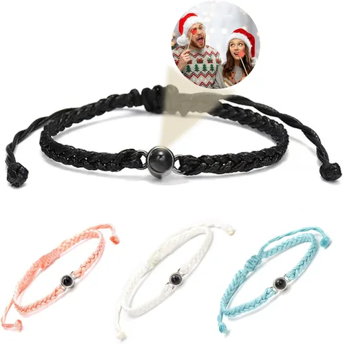 YATEDIY Pulseras personalizadas con imágenes, pulseras de proyección personalizadas con fotos, regalo de joyería de cuerda personalizada para él, su