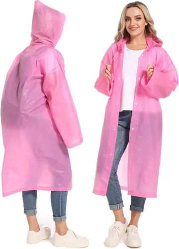 Miniatura 74 de 2 abrigos de lluvia de Borogo para adultos, chaquetas de lluvia reutilizables para hombres y mujeres