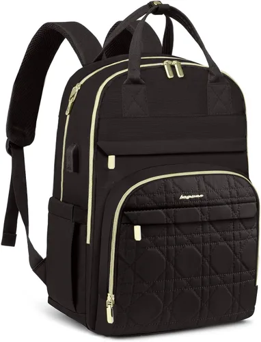 Miniatura 20 de Mochila para laptop para mujer, mochila de viaje de trabajo de 15.6 pulgadas con cargador USB, mochila universitaria impermeable, mochila