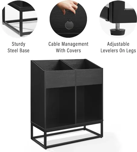 Miniatura 4 de Crosley Furniture Enzo - Moderno soporte de almacenamiento de discos de vinilo, estantes abatibles orientados hacia adelante para discos, color negro