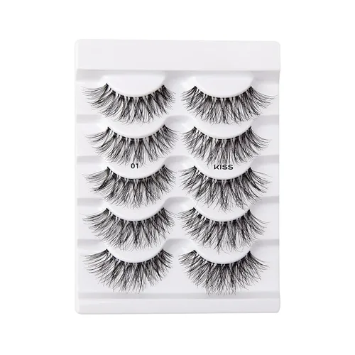 Miniatura 4 de KISS So Wispy - Pestañas postizas, paquete de varias unidades, n.º 01, fáciles de aplicar, ligeras, 100% libres de crueldad, pelo humano natural