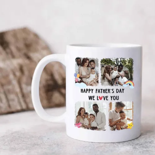 Miniatura 3 de Taza de café de cerámica personalizada para papá, taza de té blanca para feliz cumpleaños, taza de café para papá, taza de viaje con texto/foto