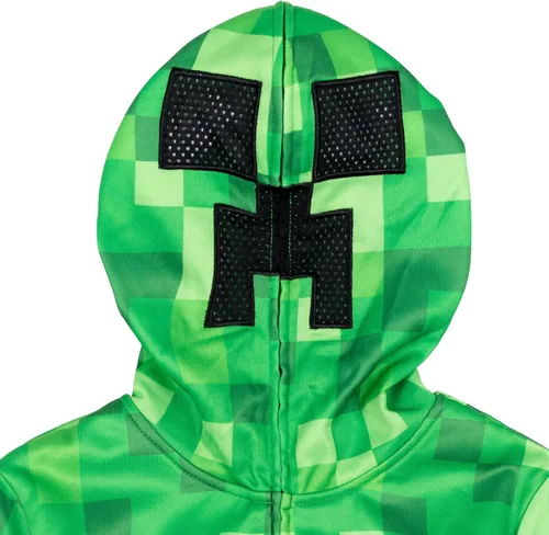 Miniatura 2 de Minecraft Creeper - Sudadera con capucha de forro polar con cremallera y malla para cosplay