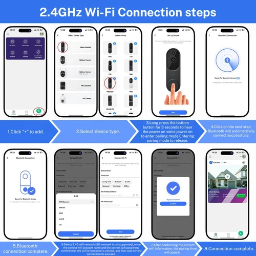 Miniatura 9 de GridTera Cámara de timbre de video inteligente inalámbrica, detección humana con IA y alertas instantáneas, visión nocturna, audio de 2 vías
