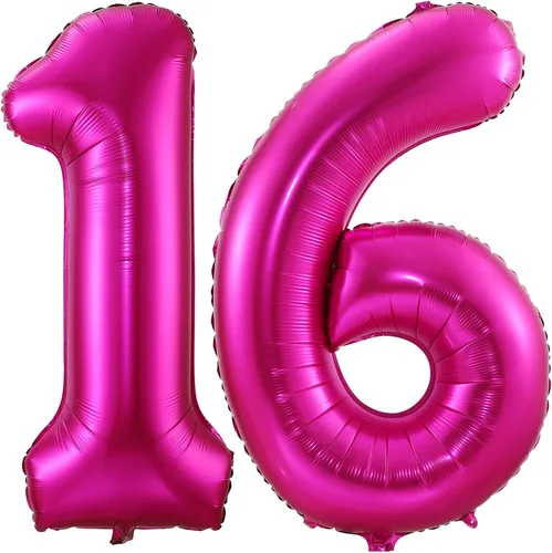Miniatura 30 de Globo de cumpleaños de 40 pulgadas de color rosa intenso con el número 0, globos grandes de Mylar para fiesta de cumpleaños, aniversario, festival