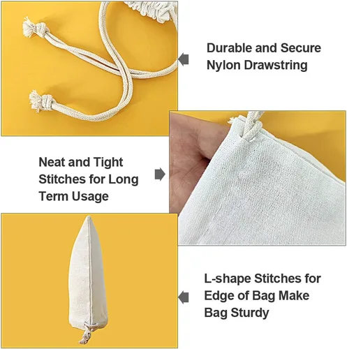 Miniatura 3 de SumDirect 20 bolsas de muselina de algodón, bolsas de regalo ligeras blancas transpirables con cordón, bolsas de almacenamiento reutilizables